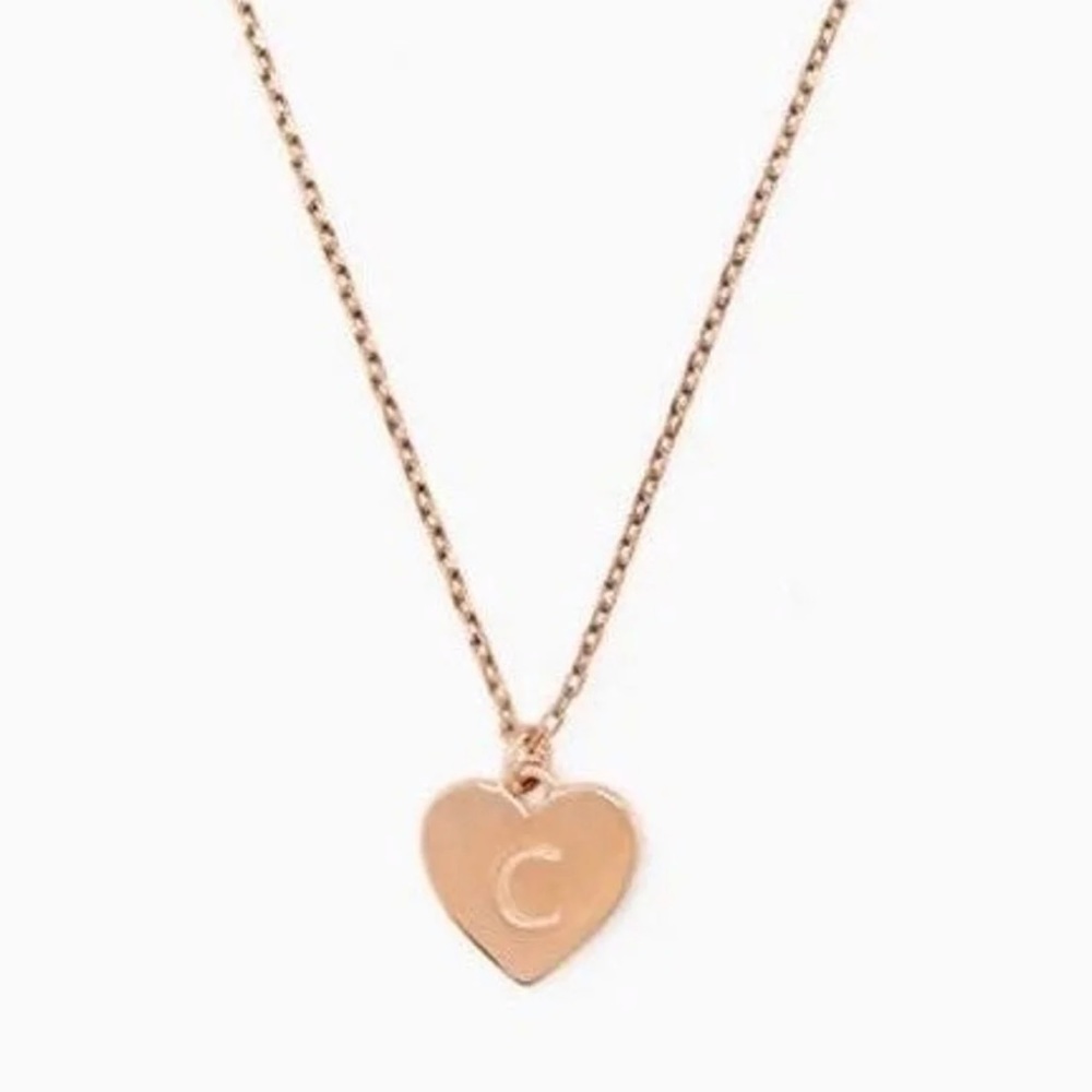 $69 Kate Spade Initial Here “C” Heart Pendant Necklace in Rose Gold-Tone - Picture 4 of 8
